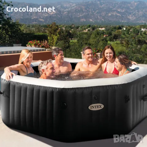 Надуваемо джакузи Intex PureSpa Bubble Deluxe, 6 места, 140 въздушни струи, тъмно сиво, снимка 2 - Басейни и аксесоари - 50084004