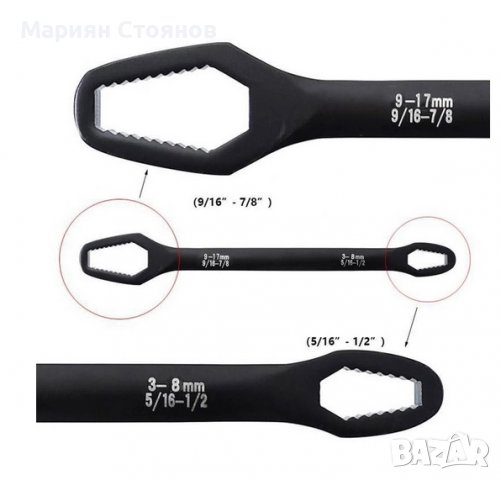 Регулируем гаечен ключ тресчотка универсален двуглав 3-17мм, снимка 7 - Ключове - 37940884