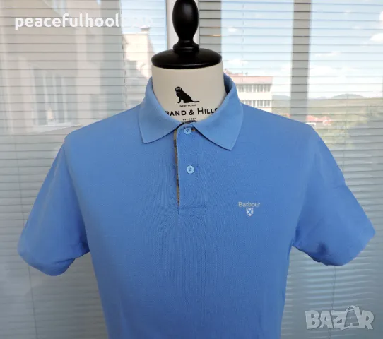 Barbour Mens Blue Cacual Polo Shirt - страхотна маркова тениска с яка размер M , снимка 2 - Тениски - 49345075