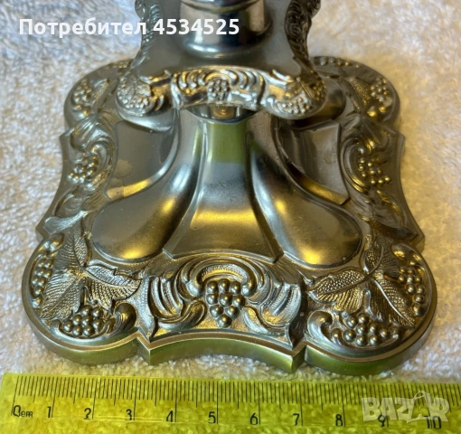  Английски посребрени свещници – Rococo Revival 📅 ок. 1900–1920 г. | Комплект от 2 бр., снимка 4 - Антикварни и старинни предмети - 54170875