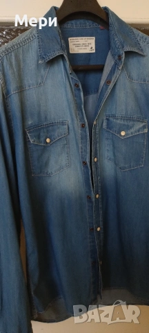 Мъжка дънкова риза Jack & Jones, снимка 5 - Ризи - 53935940