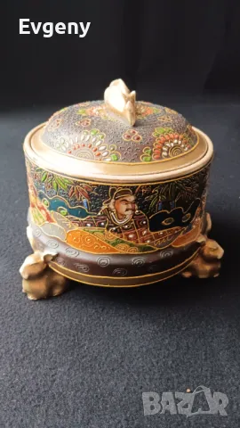 Антична керамична Японска захарница , снимка 4 - Антикварни и старинни предмети - 50229875
