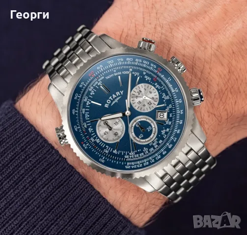 Мъжки хронограф часовник Rotary Pilot Chronograph (Dolphin Standard) – Авиаторски стил, снимка 9 - Мъжки - 56232609