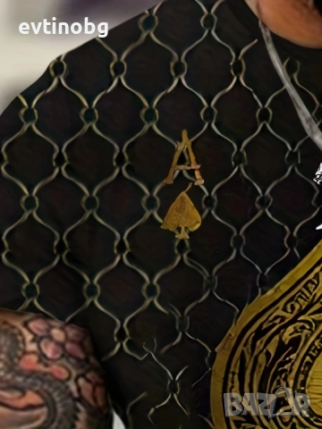 Мъжка тениска с графичен принт с акцент Асо пика, снимка 3 - Тениски - 54083152