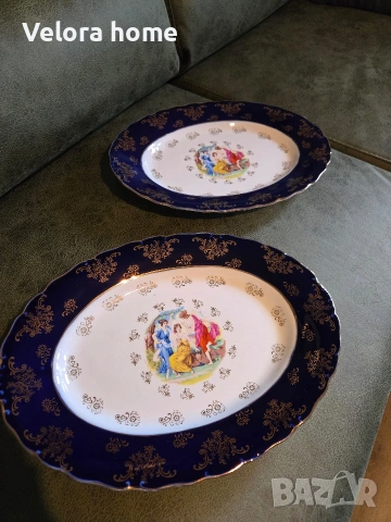 2 бр. Големи чинии от ОРИГИНАЛЕН ЧЕШКИ КОБАЛТ
