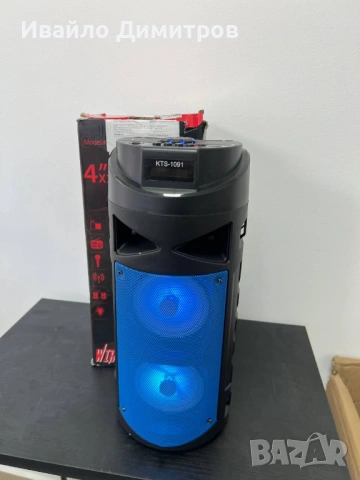 Bluetooth Тонколона KTS-1091, 2*4инча, снимка 4 - Bluetooth тонколони - 54216750