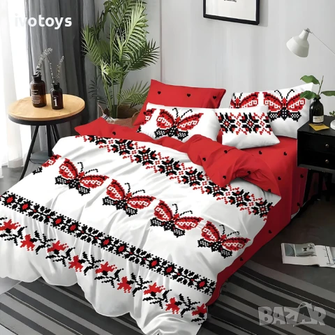 Двулицево спално бельо с ластик, 6 части - Модел WS17494, снимка 1