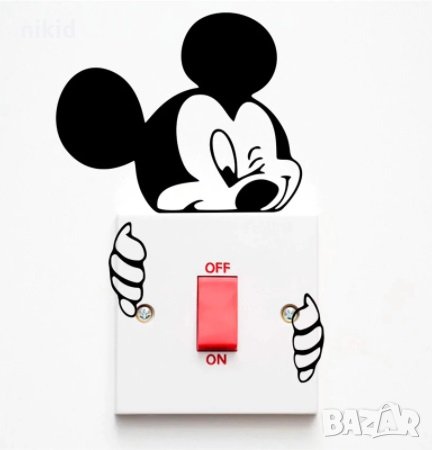 Черен Мики  Маус стикер за контакт ключ на лампа копчето