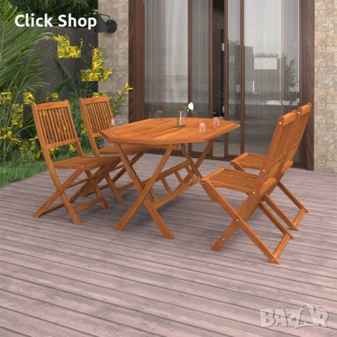 Градински трапезен комплект от 5 части, акация масив, снимка 1