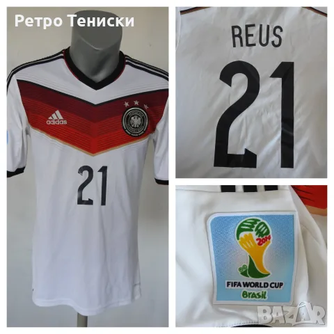 Тениска Germany — Домакински (Reus #21) adidas — Мъже размер S Бяло (сезон 2014)
