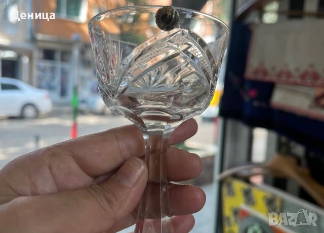 Сливенски кристални чаши “Зорница” 6 броя-90 мл пълни Наличен етикет Цена-120 лв/61.36€, снимка 4 - Сервизи - 52544297