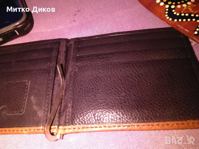 Щипка за пари и документи-карти 110х 90 мм естествена кожа кафяво черна, снимка 5 - Портфейли, портмонета - 52905688