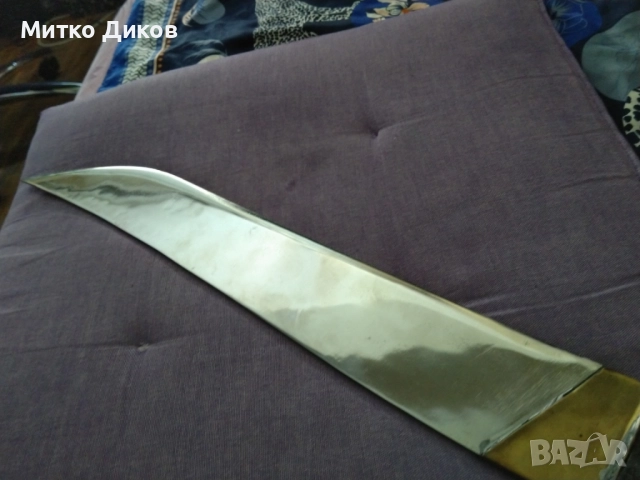 Дълъг ловен нож каракулак нов гравиран маркиран дълъг 605мм острие 417мм на 60мм месингов обков, снимка 13 - Ножове - 51723162