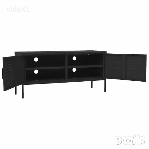 vidaXL ТВ шкаф, черен, 105x35x50 см, стомана, снимка 6 - Секции и витрини - 56147069