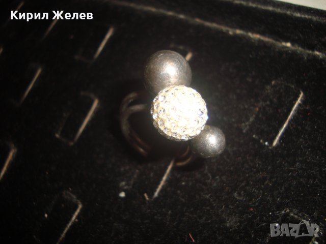 СТАР СРЕБЪРЕН ВИНТИДЖ ТОПЧЕСТ АРТ ДИЗАЙНЕРСКИ ПРЪСТЕН с БЯЛ ЕМАЙЛ и КРИСТАЛЧЕТА 19446, снимка 9 - Пръстени - 31595555