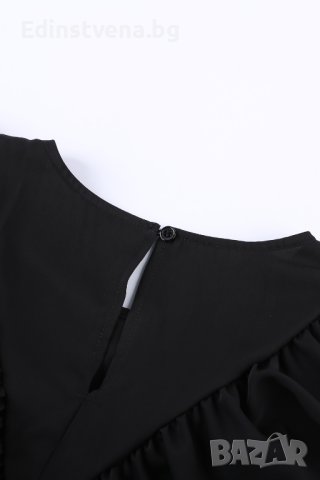 Дамска блуза в черно с дълъг ръкав и къдрички, снимка 12 - Блузи с дълъг ръкав и пуловери - 40698207
