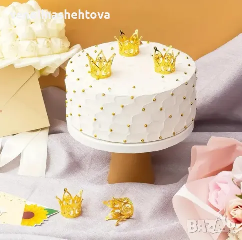 Мини златиста сребриста коронка корона тиара за декорация на торта букет , снимка 6 - Други - 49247645