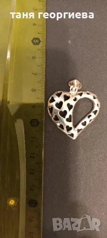 сребърно сърце, снимка 3 - Колиета, медальони, синджири - 48487184