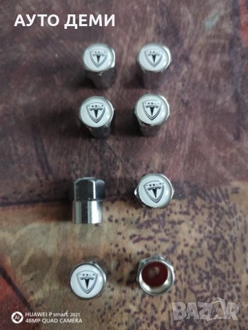 Качественни неръждаем метал хром капачки за вентили на гуми с емблема Tesla Тесла за кола автомобил 