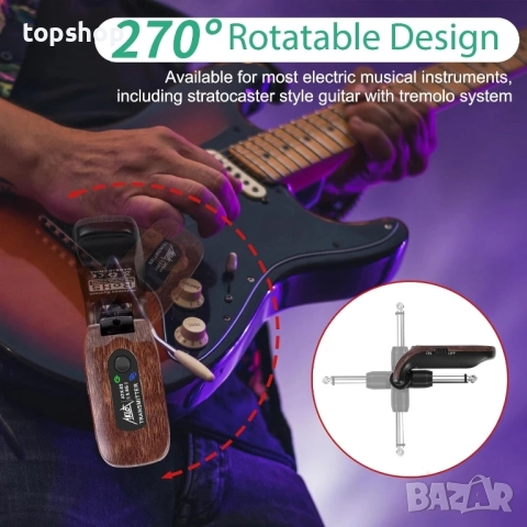 Нов AKLOT Безжичен предавател на китара приемник набор 5.8G Hz Вградена акумулаторна литиева батерия, снимка 5 - Друга електроника - 51563015