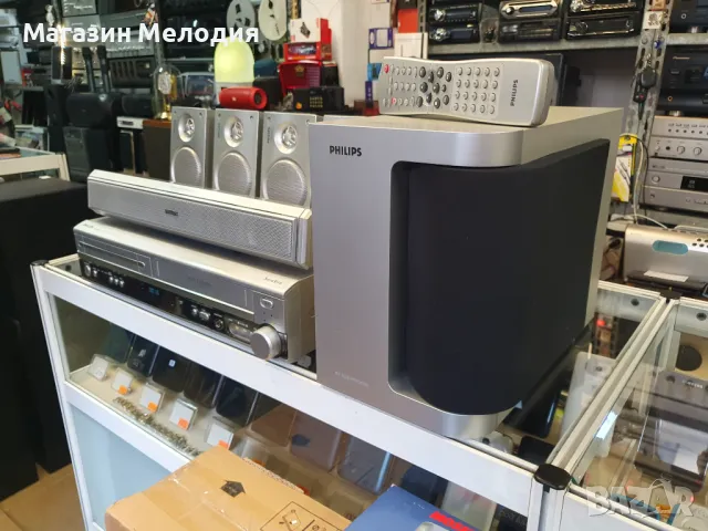Домашно кино Philips MX5100VR / ДВД + Видео. Бас каса, център и 4 колони. Оригинално дистанционно. В, снимка 13 - Плейъри, домашно кино, прожектори - 48449801