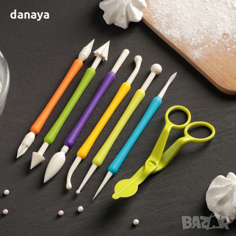 1967 Комплект сладкарски инструменти за моделиране с щипка, снимка 2 - Прибори за хранене, готвене и сервиране - 31849942