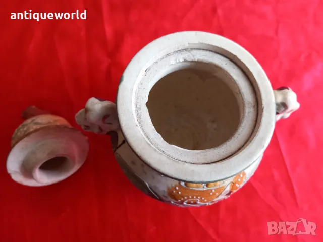 Стар Японски Керамичен Съд с Капак, Ръчно Рисуван!, снимка 5 - Антикварни и старинни предмети - 48400727