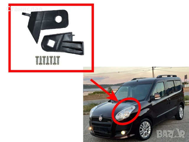 Комплект щипки за захващане на фар Fiat Doblo MK2 Pre-Face, снимка 3 - Части - 50644845