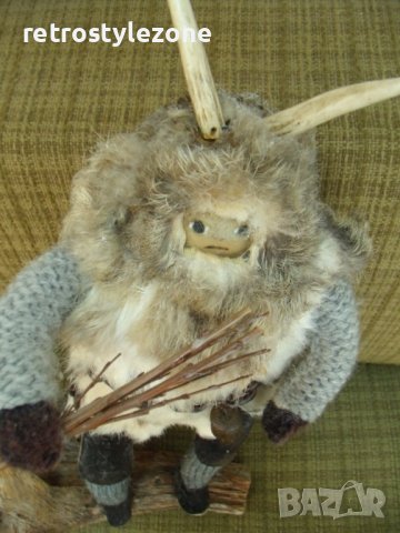 № 6502 стара фигура   - дърво, метал,текстил,кожа  - размери - височина 46 см , ширина 30 см , снимка 4 - Други ценни предмети - 37916268