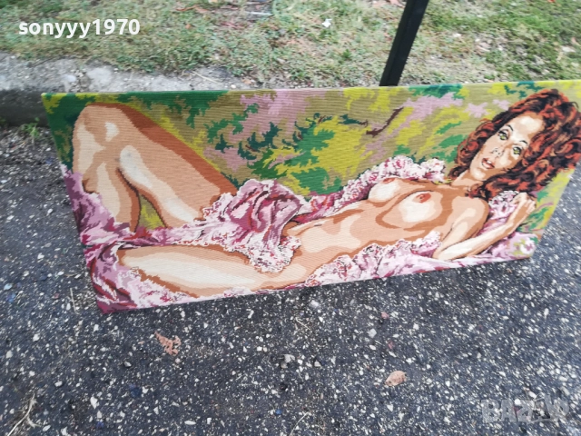 КАРТИНА-114Х50СМ-ГОБЛЕН ОТ ФРАНЦИЯ 0410251700, снимка 3 - Антикварни и старинни предмети - 51944395