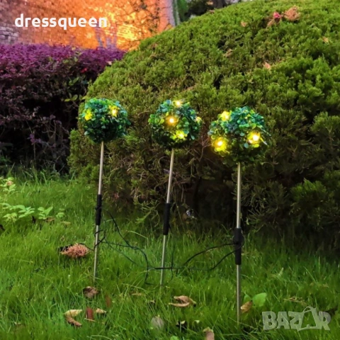 1233779 Соларна градинска лампа „Чемшир“ с 2 режима на работа: Постоянна светлина и премигващ ефект, снимка 5 - Соларни лампи - 53929479