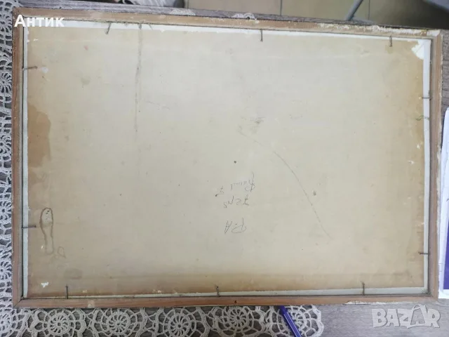 Винтидж маслена картина "Лодки в залива" с подпис Raquel, ∼42х30 см с рамката, снимка 5 - Картини - 55770032