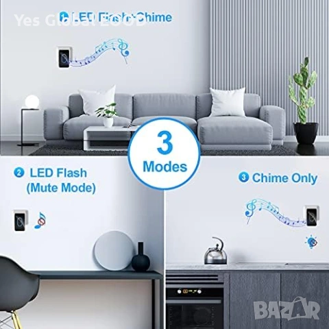 TECKNET безжичен звънец 400 м обхват с LED индикация, снимка 3 - Друга електроника - 53233905