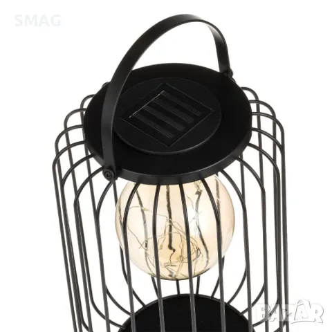Соларен фенер Подова черна висяща лампа в клетка Ø18x27см S_1236414, снимка 4 - Соларни лампи - 49907298