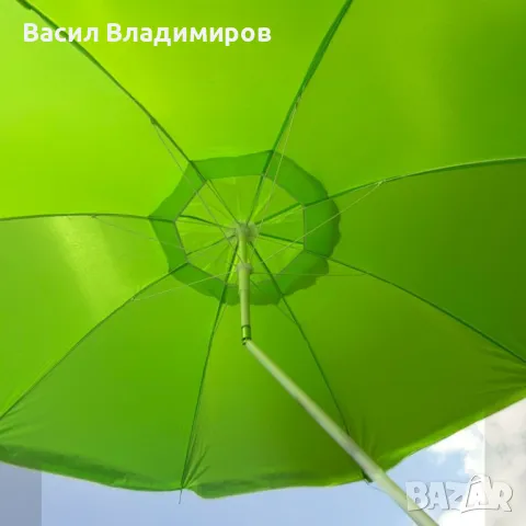 Плажен чадър чупещ, зелен, 200 см, снимка 6 - Градински мебели, декорация  - 49661469
