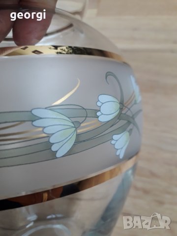 Стъклена ваза със златен кант , снимка 7 - Декорация за дома - 34434842