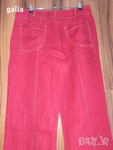 Тъмночервен ленен панталон , снимка 5 - Панталони - 51129858