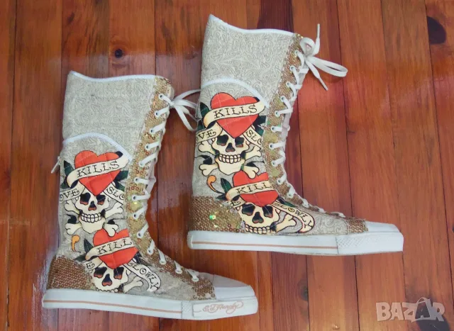 Ed Hardy оригинални дамски кецове UK5,5/39, снимка 2 - Кецове - 56188065