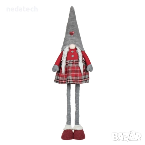  Гном с плитки и телескопични крака, 92-130 см, червен/сив