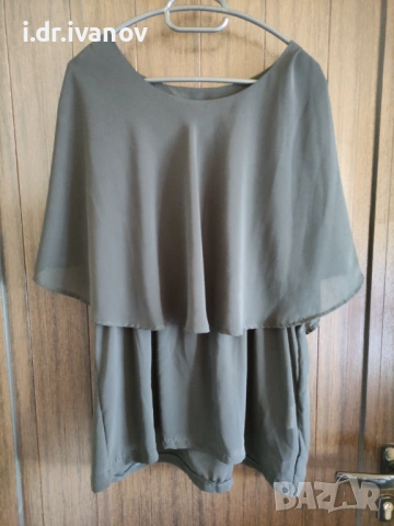 Ефирна официална черна раздвижена туника с етикет