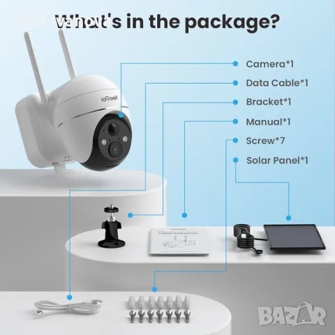 ieGeek ZS-GX1S  външна соларна камера, 2K безжична WiFi 360°PTZ камера, захранвана с батерия, снимка 6 - IP камери - 47642781