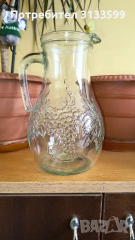 Голяма стъклена кана с вместимост 1400 мл, снимка 5 - Сервизи - 49059711