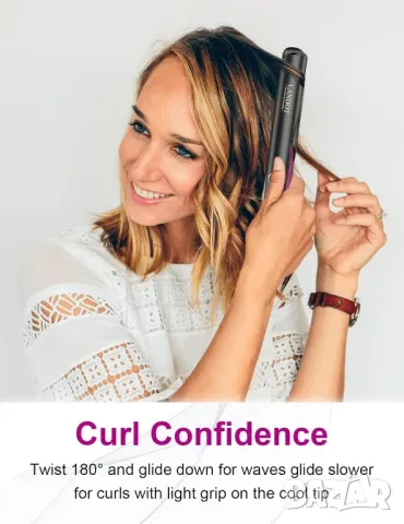 Преса за коса 2в1 за къдрене и изправяне с извити плочи и дисплей, снимка 2 - Преси за коса - 49389730