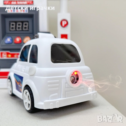 Детска Бензиностанция и кола с пушек и ефекти, газстанция, с течаща вода , снимка 5 - Коли, камиони, мотори, писти - 52633926