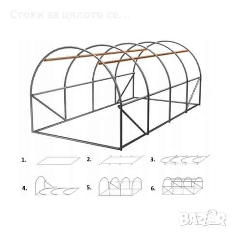 Градинска оранжерия със стабилна конструкция 6х3х2м, снимка 3 - Оранжерии - 52398375