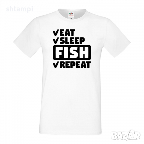 Мъжка тениска Fish 1,Eat,Sleep,Fish,Anime,Repeat,Ядене,Спане,Риба,Подарък,Повторение,Празник,, снимка 2 - Тениски - 36418956