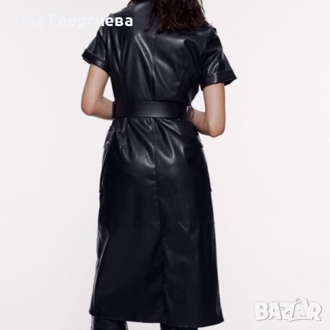Нова с етикет черна кожена рокля ZARA S, снимка 3 - Рокли - 42574288