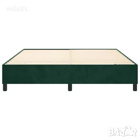 vidaXL Рамка за легло с пружини, тъмнозелена, 180x200 см, кадифе, снимка 5 - Спални и легла - 56146580
