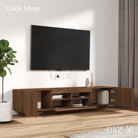 Комплект ТВ шкафове от 2 части с LED кафяв дъб инженерно дърво, снимка 6 - Шкафове - 40036812