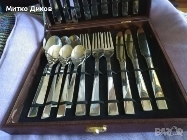 Lamart марков комплект от 24 броя-6 вилици-12 лъжици-6ножа нови в дървена кутия, снимка 2 - Прибори за хранене, готвене и сервиране - 40483208